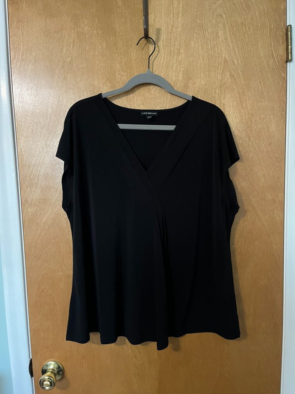 Lane Bryant Black Pleated-Front V-Neck Blouse | Office Attire | Size 18/20
